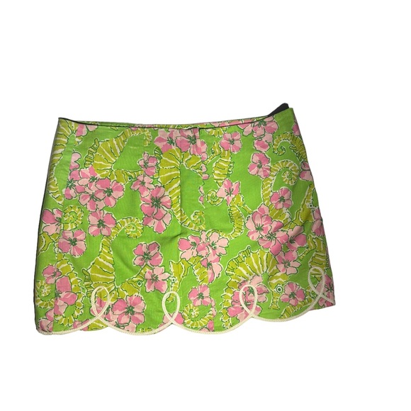 Lilly Pulitzer miniskirt seahorse design. Size 4. Green and pink - Picture 13 of 13